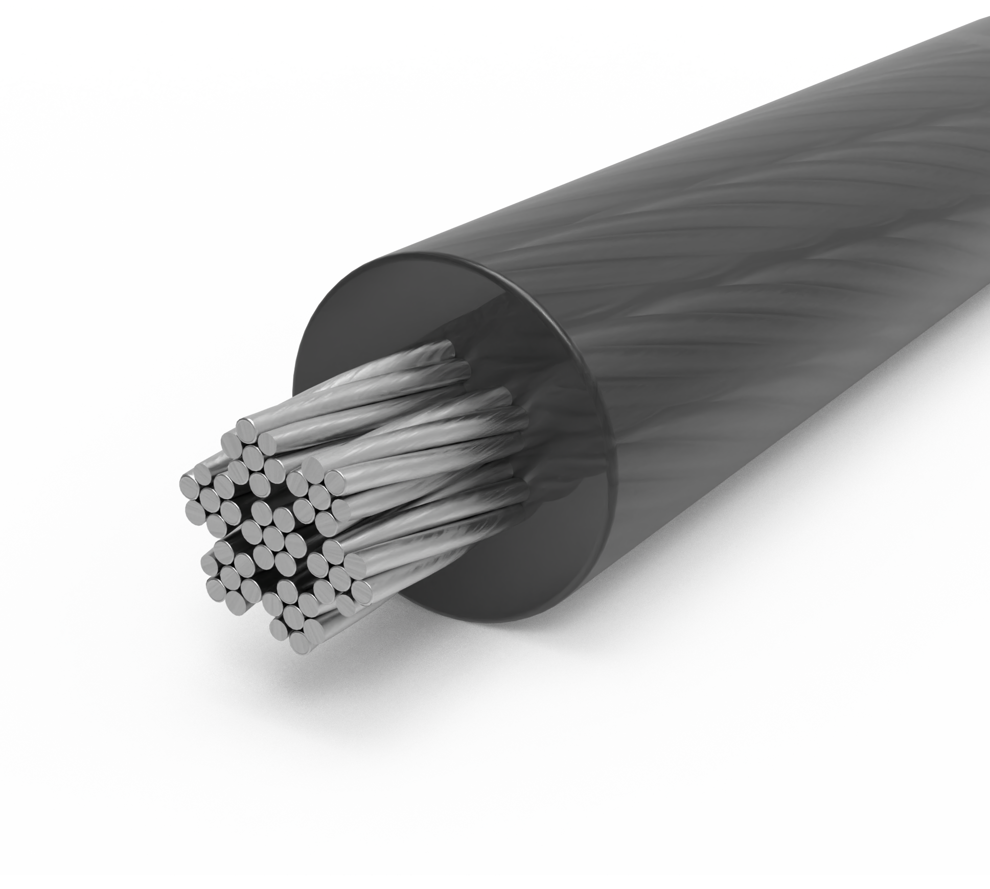 anti-theft cable not locked in security slot  cut view of a braided steel cable with sheath